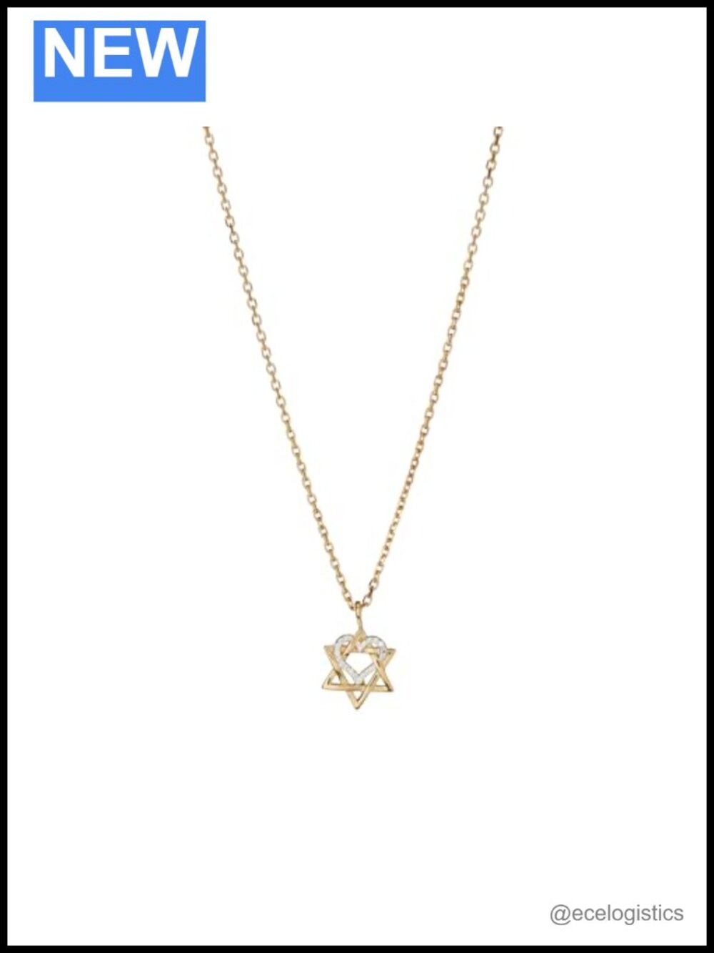 14kt Gold Plated Sterling Silver Star of David Heart Pendant Necklace